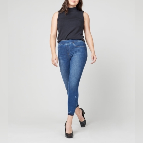 Distressed Ankle Skinny Jeans, Medium Wash $128 - Picture 2 of 15